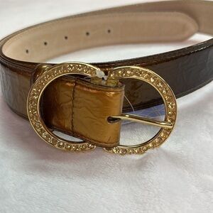 Hot in Hollywood Ombré Leather Lined Belt Shades Of Gold/Brown Textured NWT Med